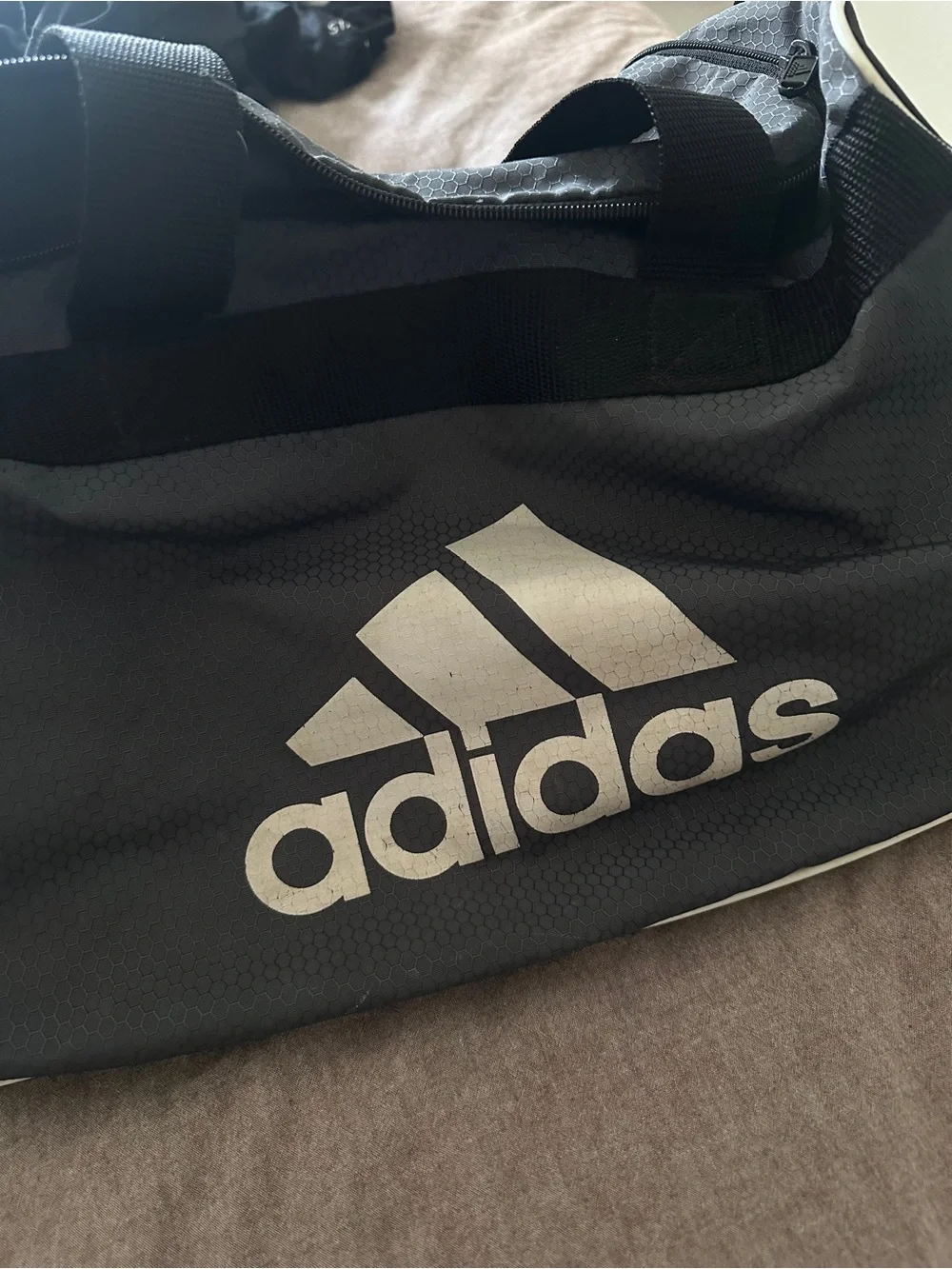 adidas Black and White Men's Duffel Bag with Large Logo